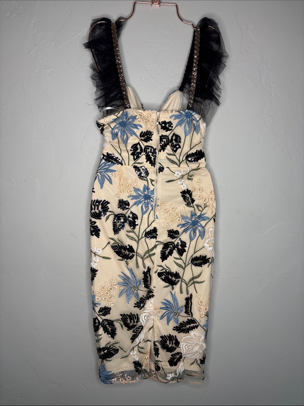 Lulus NWT Embroidered Floral Cocktail Dress in Cream and Black - Picture 5 of 8